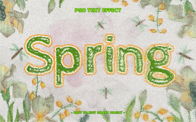 Free PSD spring floral editable text effect