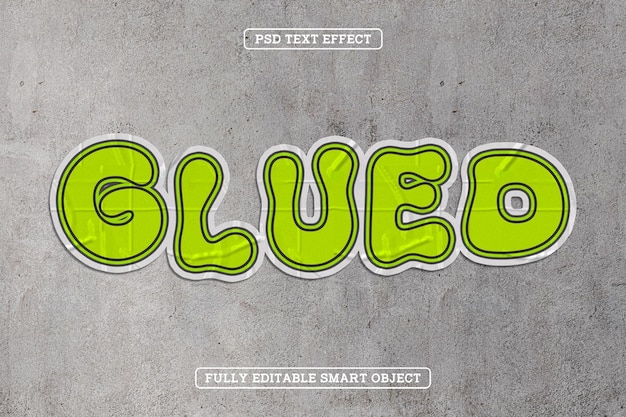Free PSD sticker style glued text effect