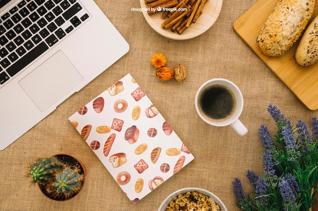 Free PSD still life book cover composition