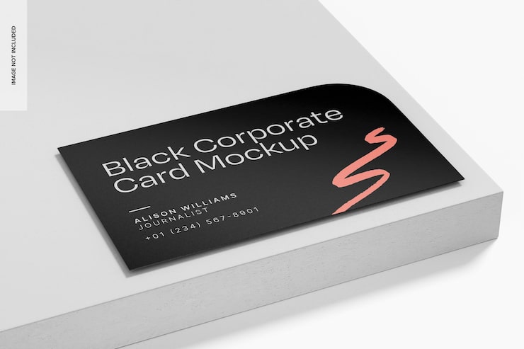 Free PSD stylish black corporate card mockup perspective