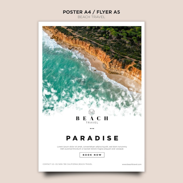 Free PSD summertime ocean waves poster template