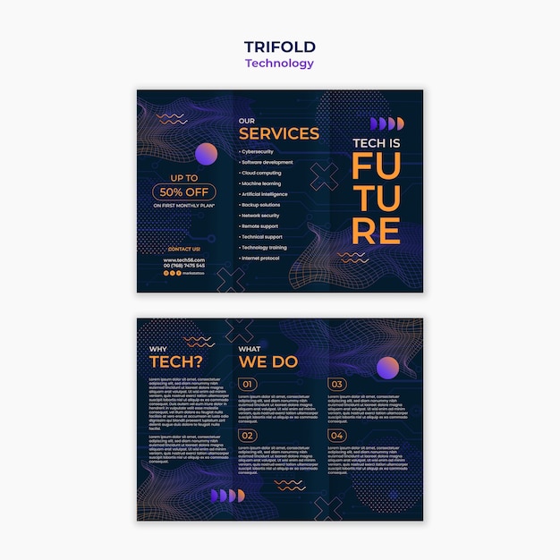 Free PSD technology trifold brochure template design
