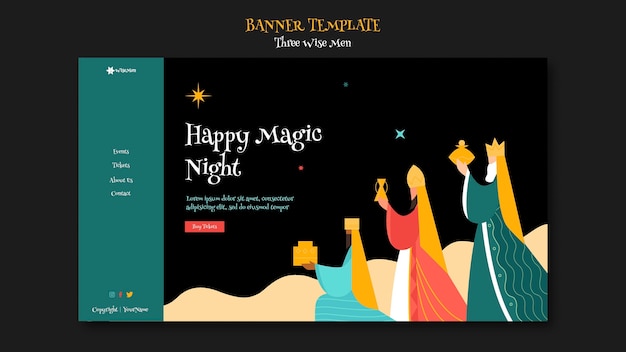 Free PSD three wise men landing page template