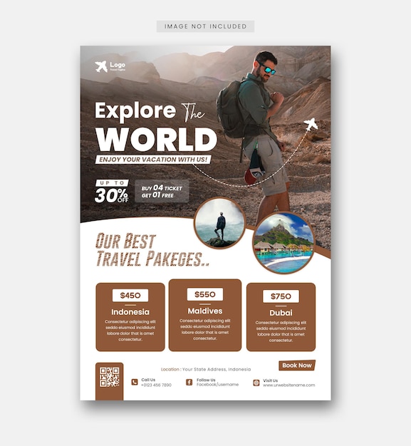 Free PSD travel and tour social media post instagram post or web banner template