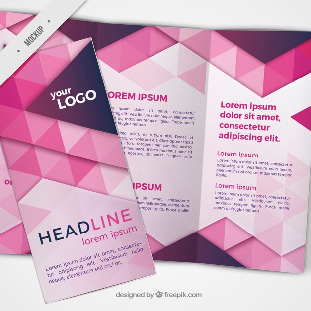 Free PSD trifold with pink triangles