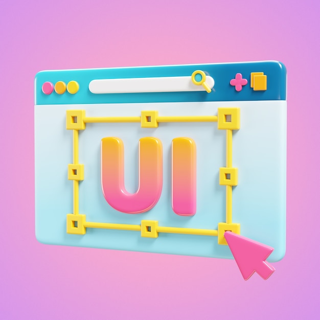 Free PSD ui design concept with cursor on browser