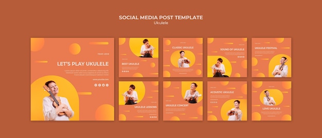 Free PSD ukulele ad social media post template