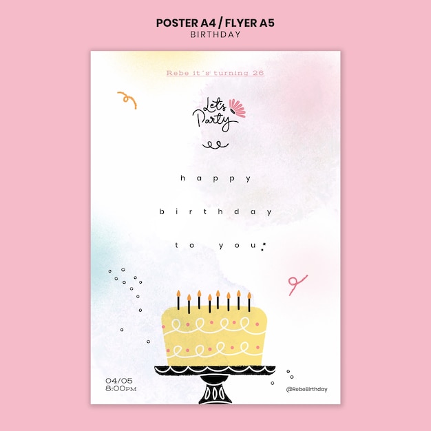 Free PSD vertical poster template for birthday celebration