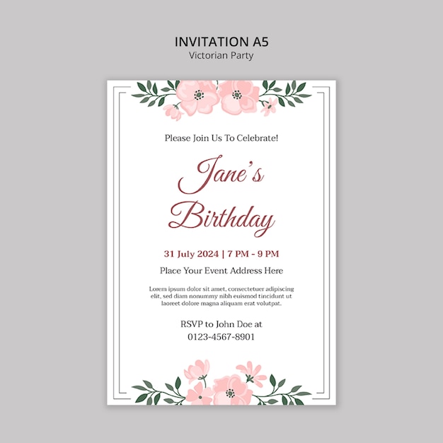 Free PSD victorian party template design