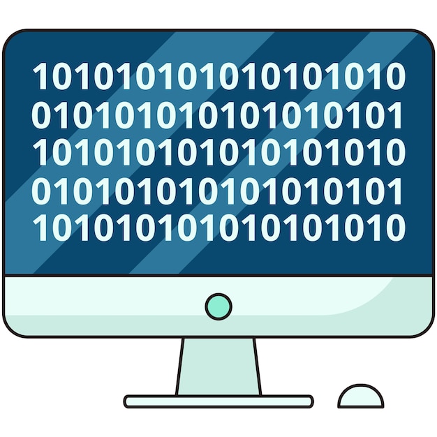 Free PSD view of computer screen with binary code