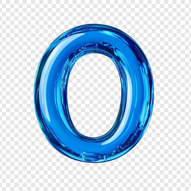 Free PSD water letter o a stunning blue liquid alphabet