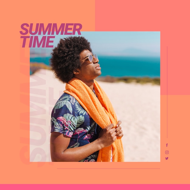 Free PSD web banner template with summer concept