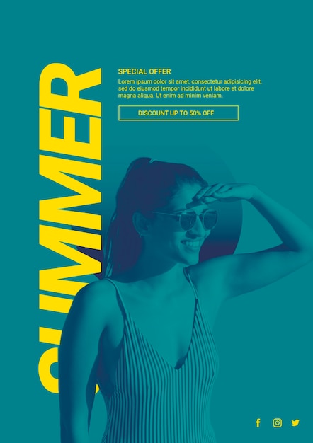 Free PSD web banner template with summer concept