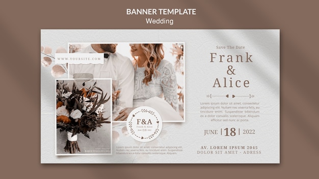 Free PSD wedding celebration floral banner
