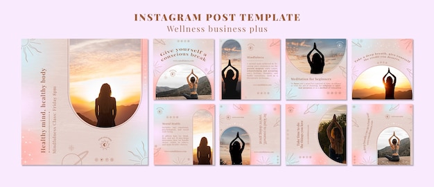 Free PSD wellness concept instagram posts template