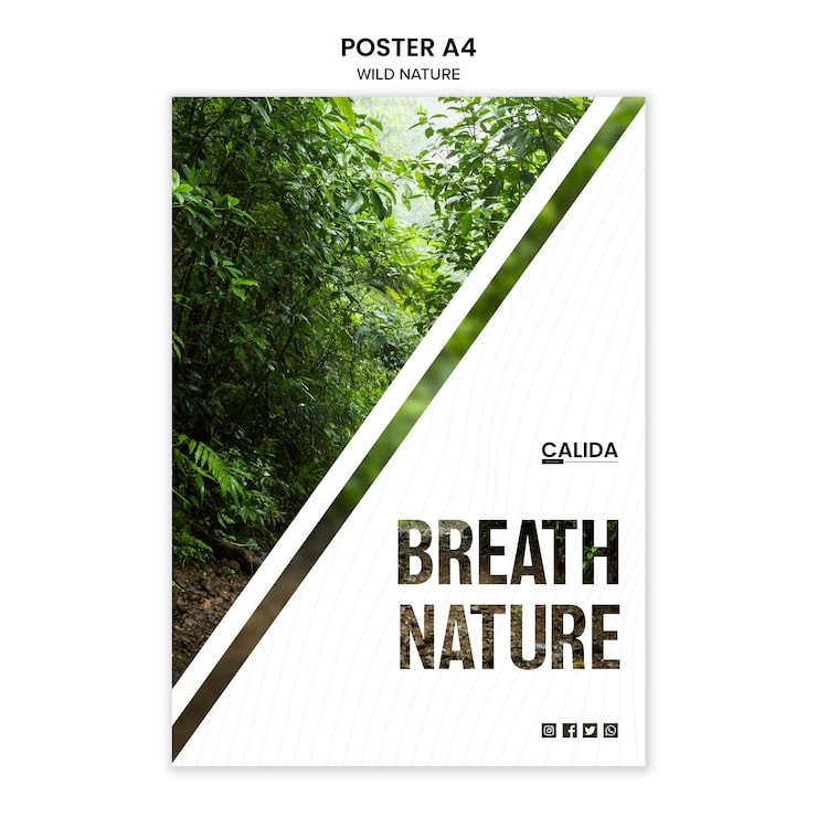 Free PSD wild nature poster template with photo