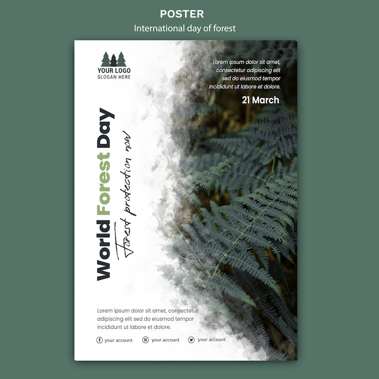 Free PSD world forest day poster template