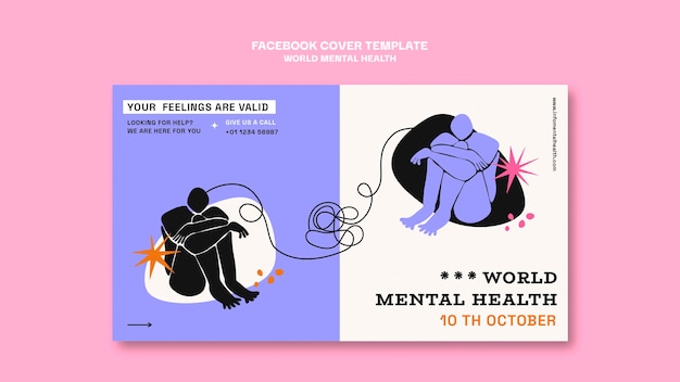 Free PSD world mental health day facebook cover