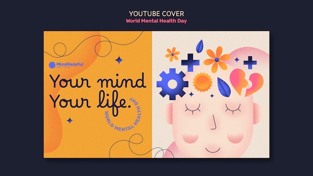 Free PSD world mental health day youtube cover template
