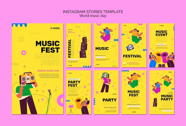 Free PSD world music day instagram stories template