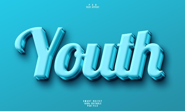 Free PSD youth 3d editable text effect