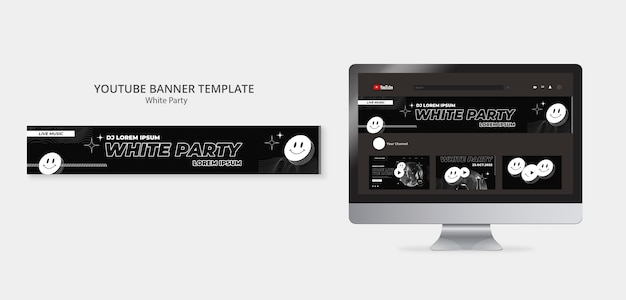 Free PSD youtube banner template for white party