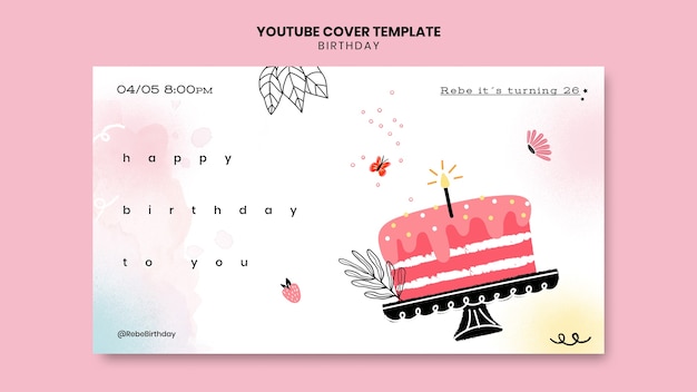 Free PSD youtube cover template for birthday celebration