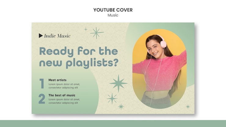 Free PSD youtube cover template for music listening