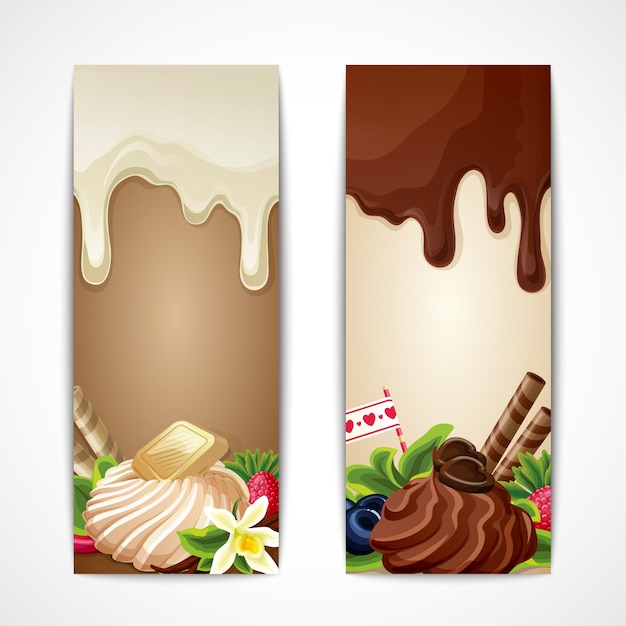Free Vector 2 banners with desserts