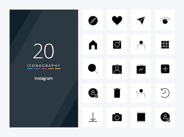 Free Vector 20 instagram solid glyph icon for presentation vector icons illustration