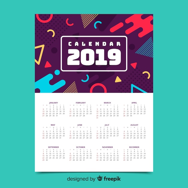 Free Vector 2019 calendar