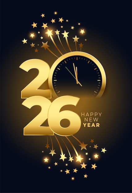 Free Vector 2026 new year clock poster for social media post