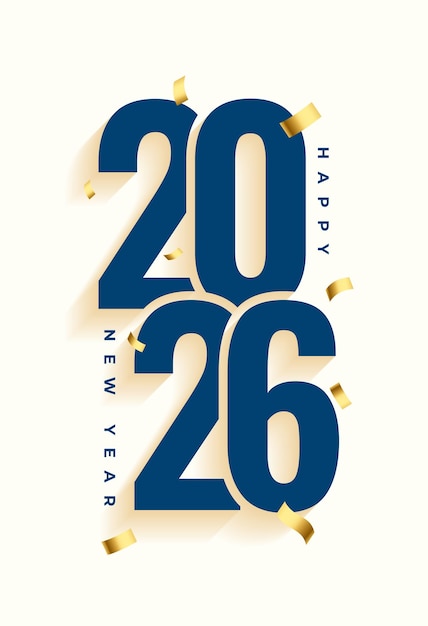 Free Vector 2026 new year holiday poster with confetti decor