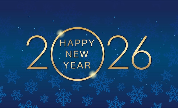 Free Vector 2026 vector new year greetings card template with a snowflake pattern on a dark blue background