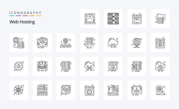Free Vector 25 web hosting line icon pack vector icons illustration