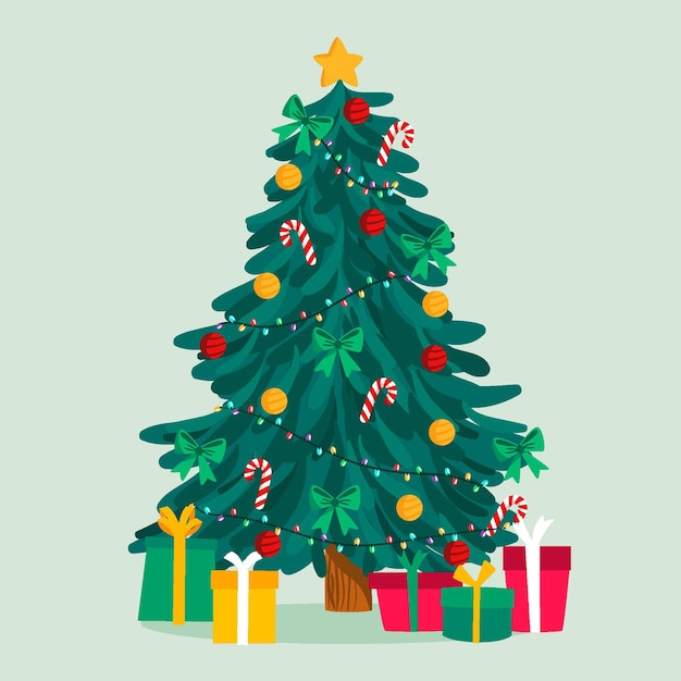 Free Vector 2d christmas tree illustration