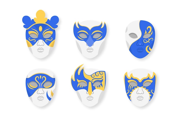 Free Vector 2d venetian carnival masks