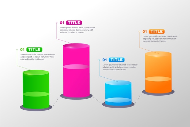 Free Vector 3d circular bars infographic design
