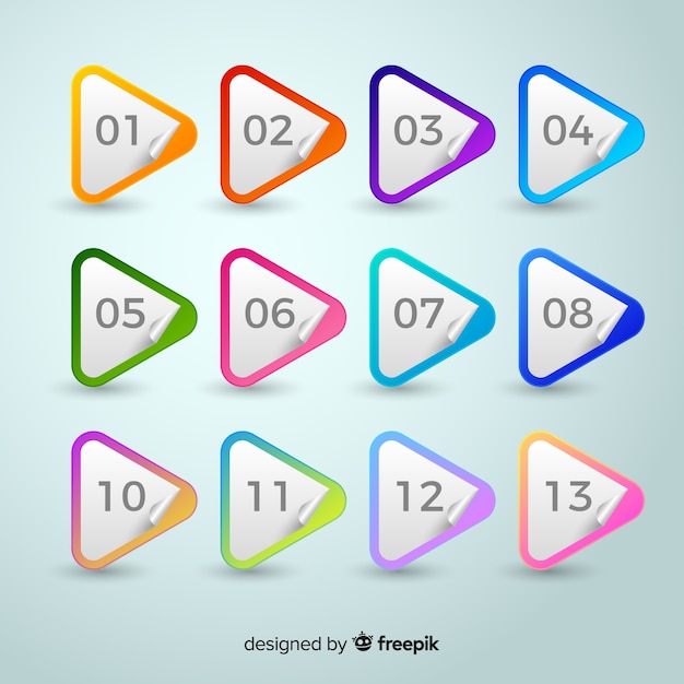 Free Vector 3d colorful bullet point collection