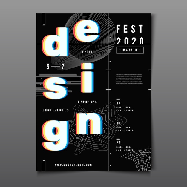 Free Vector 3d red cyan glasses effect design poster