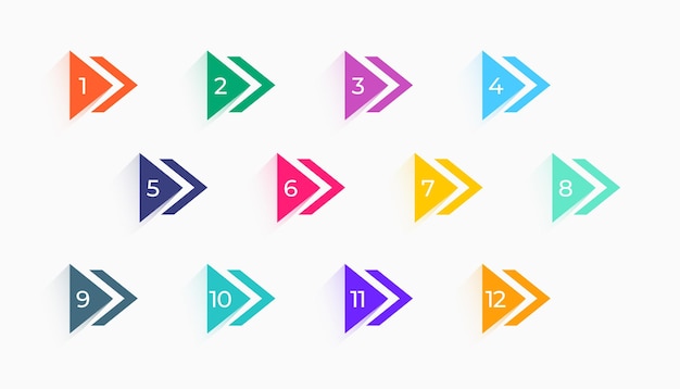 Free Vector 3d style colorful bullet points background with numerical digit