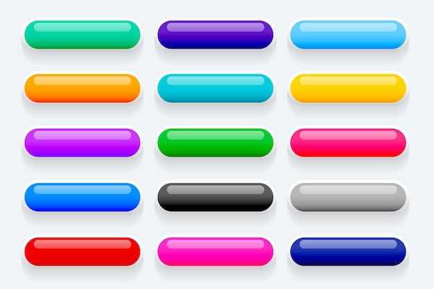 Free Vector 3d style colorful empty web button element sign in set vector