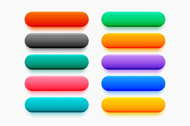 Free Vector 3d style empty rectangular web button in set