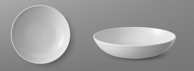 Free Vector 3d white empty plate for soup ceramic bowl vector