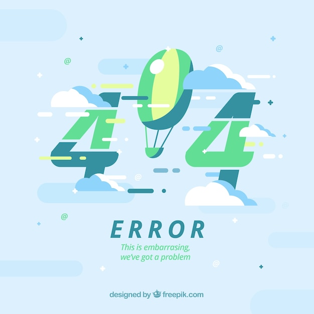Free Vector 404 error web template with clouds in flat style
