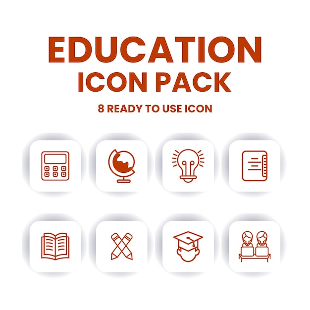 Free Vector 8 modern flat icons for digital learning