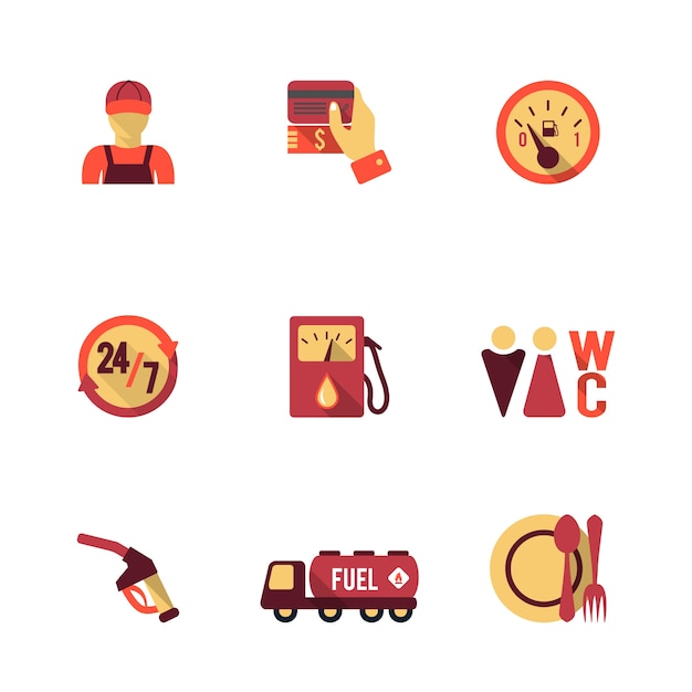 Free Vector 9 gas station icons