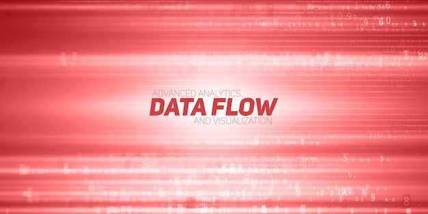 Free Vector abstract big data visualization. red flow of data as numbers strings. information code representation. cryptographic analysis. bitcoin, blockchain transfer. stream of encoded data background