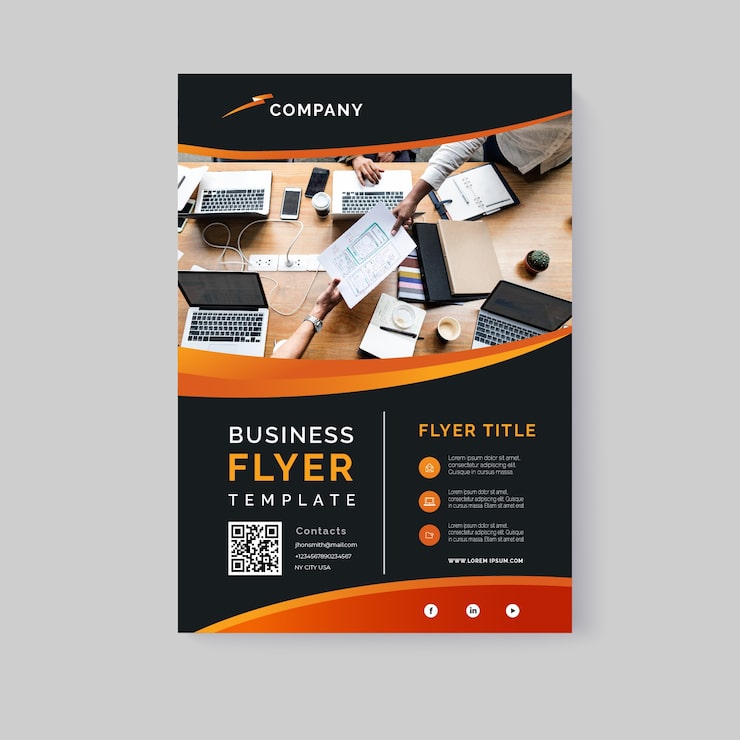 Free Vector abstract business flyer with photo