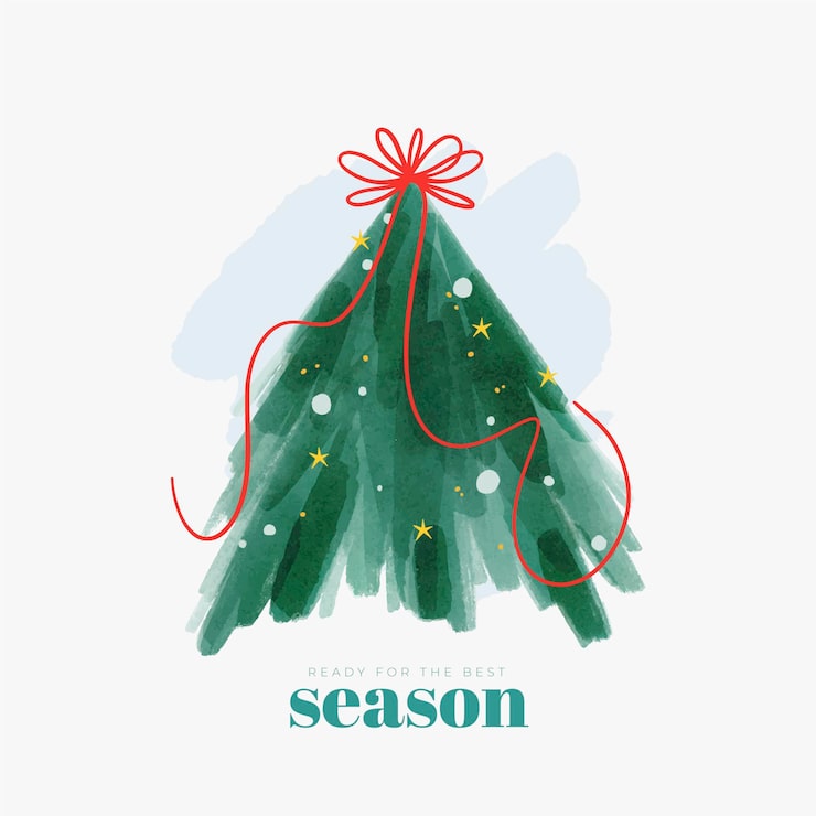 Free Vector abstract christmas tree illustration with ribbon